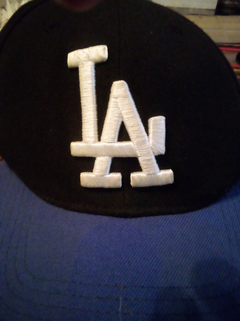 LA Dodgers '47 Brand Black Cap Blue Bill White LA like new snapback